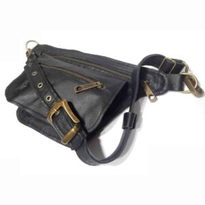 Riñonera de Cuero negra Modelo Foggia