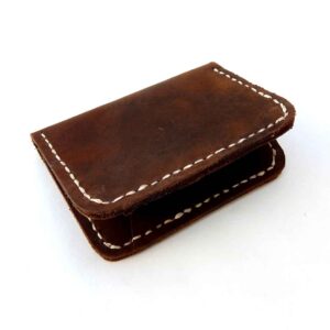 Billetera tarjetero de cuero engrasado hecho a mano