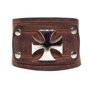 pulsera de cuero ancha artesanal