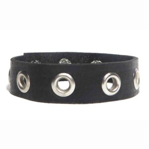 Pulsera de cuero negra con ojales