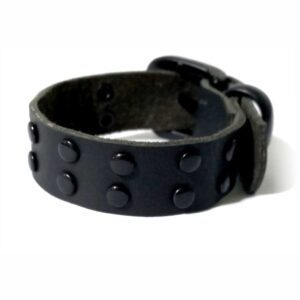 Pulsera de cuero con tachas negra unisex
