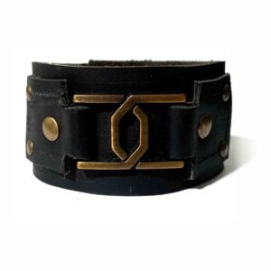 Pulsera de cuero negra Lecco