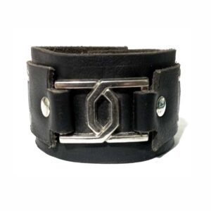 Pulsera de cuero artesanal negra Lecco