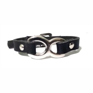Pulsera de cuero negra con dije infinito