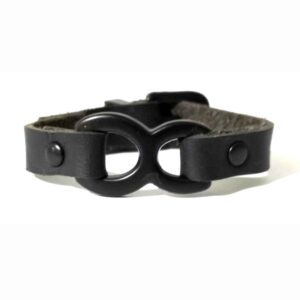 Pulsera de cuero  artesanal negra con dije infinito