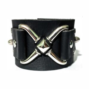 Pulsera de cuero negra Ortona